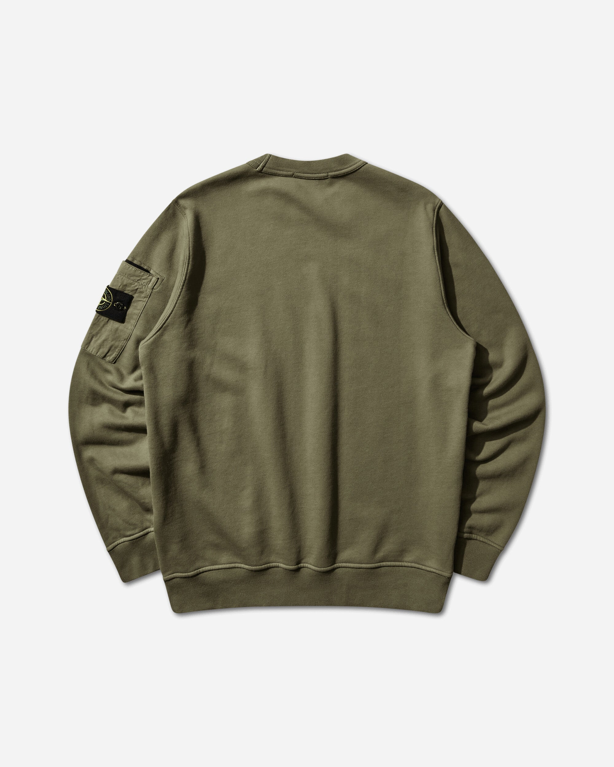 Stone Island Organic Cotton Fleece Crewneck Sweatshirt Military Green Sweatshirts Hoodies L1S156100019S0410 V005G