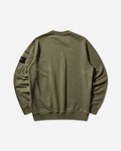 Stone Island Organic Cotton Fleece Crewneck Sweatshirt Military Green Sweatshirts Hoodies L1S156100019S0410 V005G