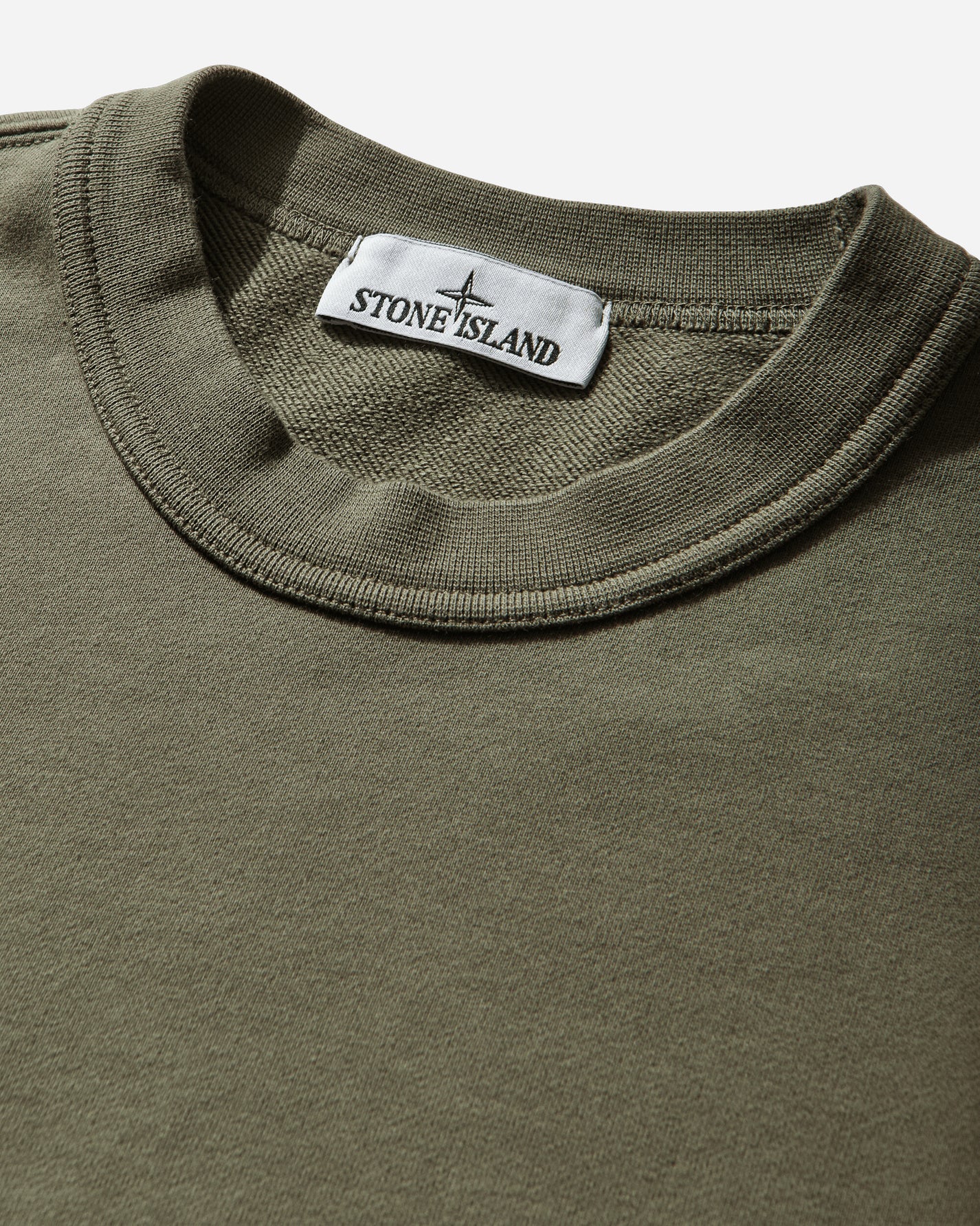 Stone Island Organic Cotton Fleece Crewneck Sweatshirt Military Green Sweatshirts Hoodies L1S156100019S0410 V005G