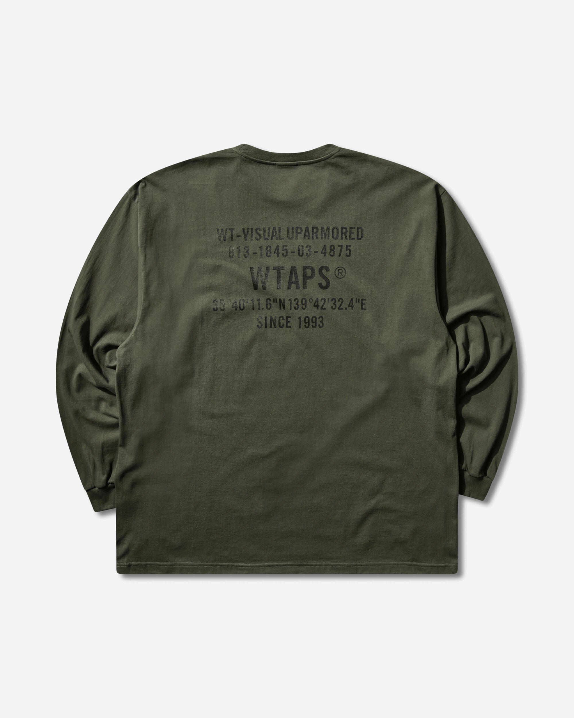 WTAPS Spec/Ls/Cotton Olive Drab T-Shirts Longsleeve 252ATDT-LTM04S OLIVEDRAB