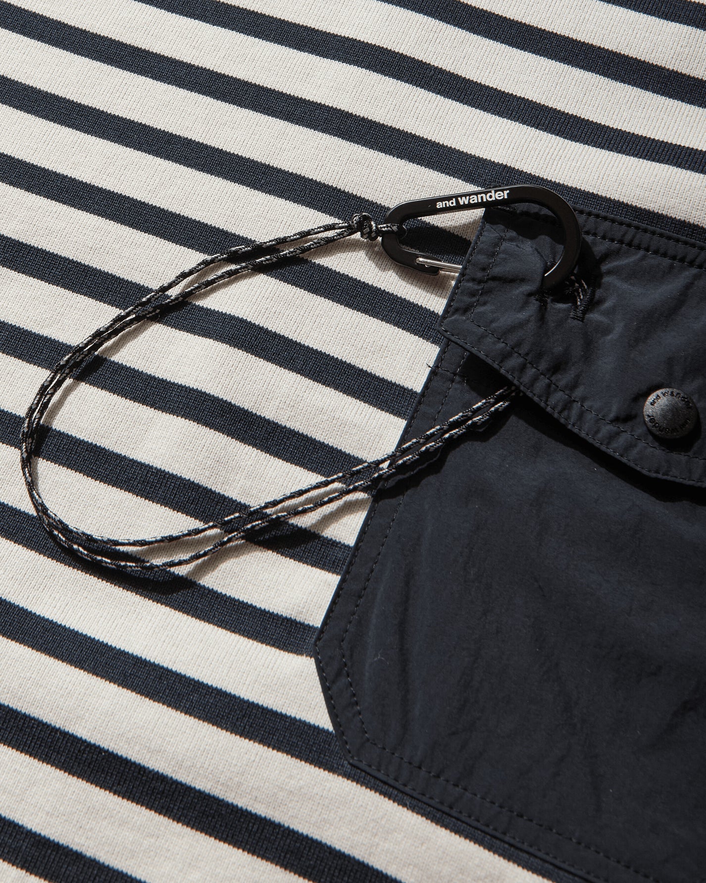 and wander 075  Stripe Pocket Ls T Navy T-Shirts Longsleeve 5746184077 120