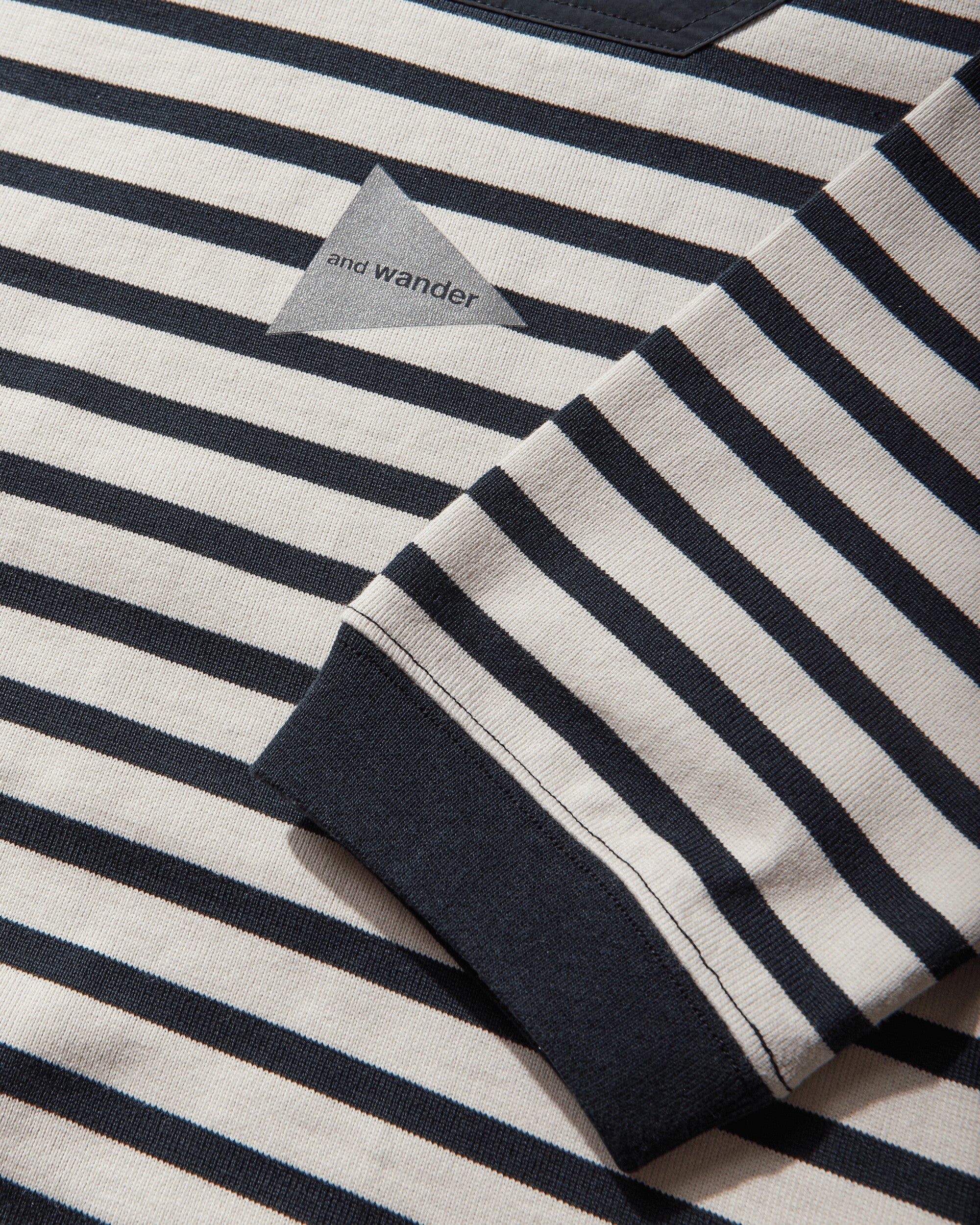 and wander 075  Stripe Pocket Ls T Navy T-Shirts Longsleeve 5746184077 120