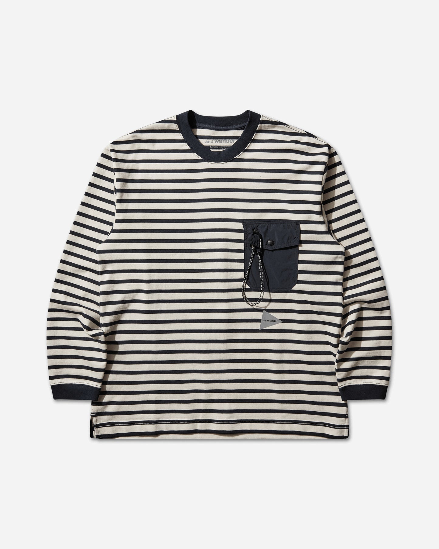 and wander 075  Stripe Pocket Ls T Navy T-Shirts Longsleeve 5746184077 120