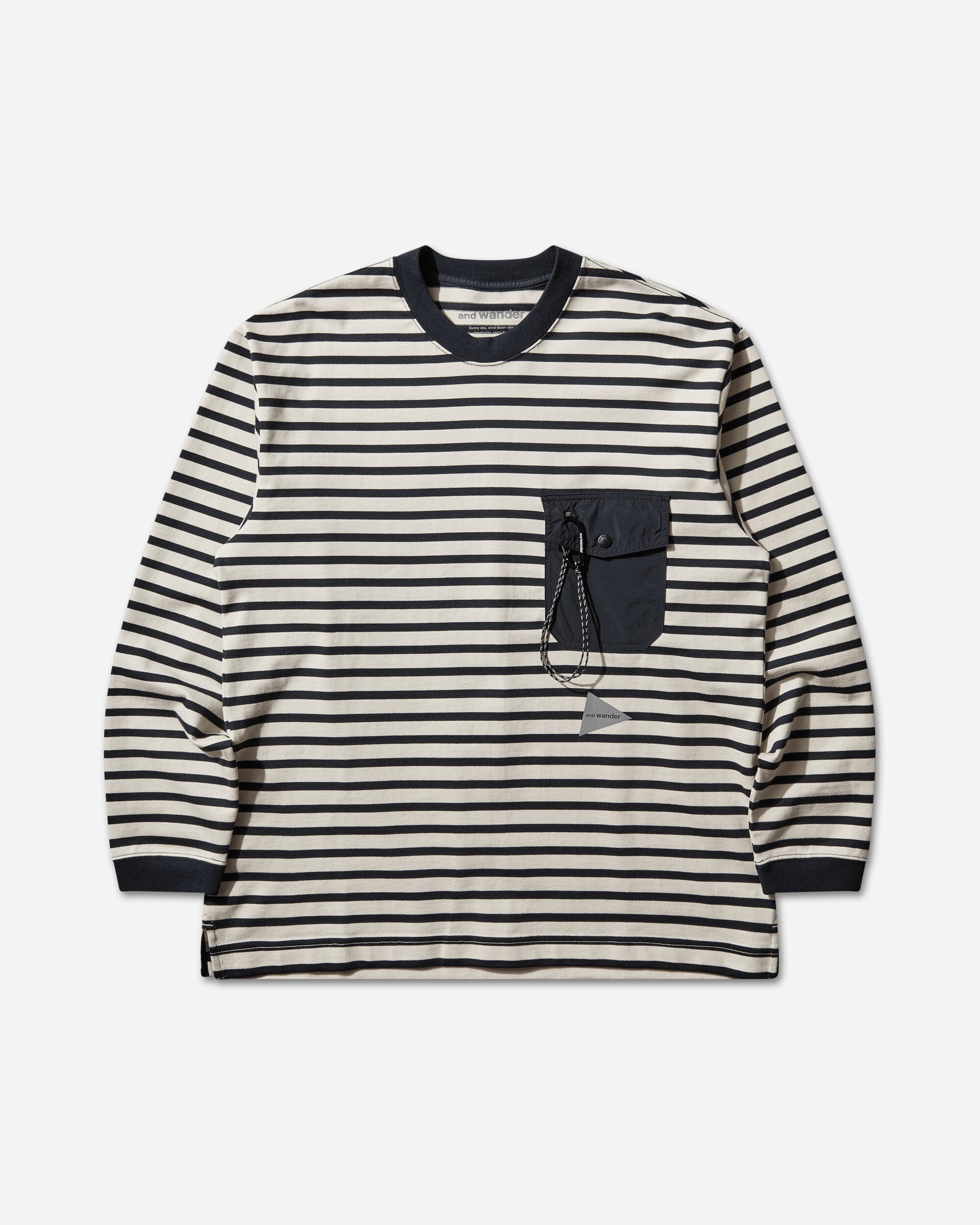 and wander 075  Stripe Pocket Ls T Navy T-Shirts Longsleeve 5746184077 120