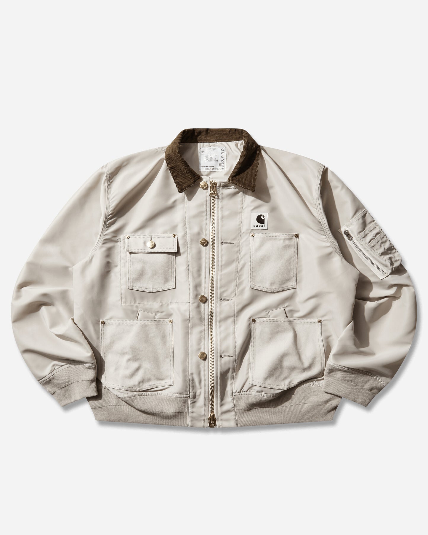 sacai Carhartt Wip Nylon Twill X Duck Blouson Ivory Coats and Jackets Bomber Jackets 26-03990M 001