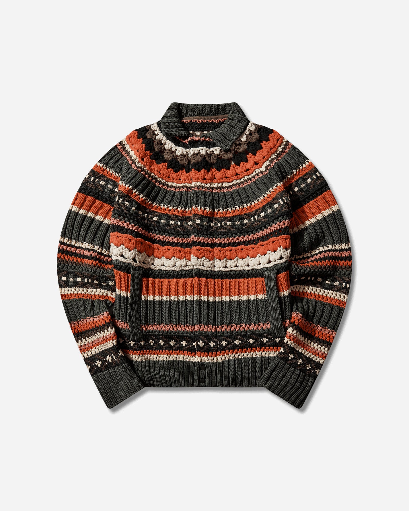 sacai Mix Knit Blouson Khaki Knitwears Cardigans 26-03942M 501