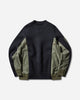 sacai Sponge Sweat X Nylon Twill Pullover Navy Khaki Sweatshirts Crewneck SCM-326 212
