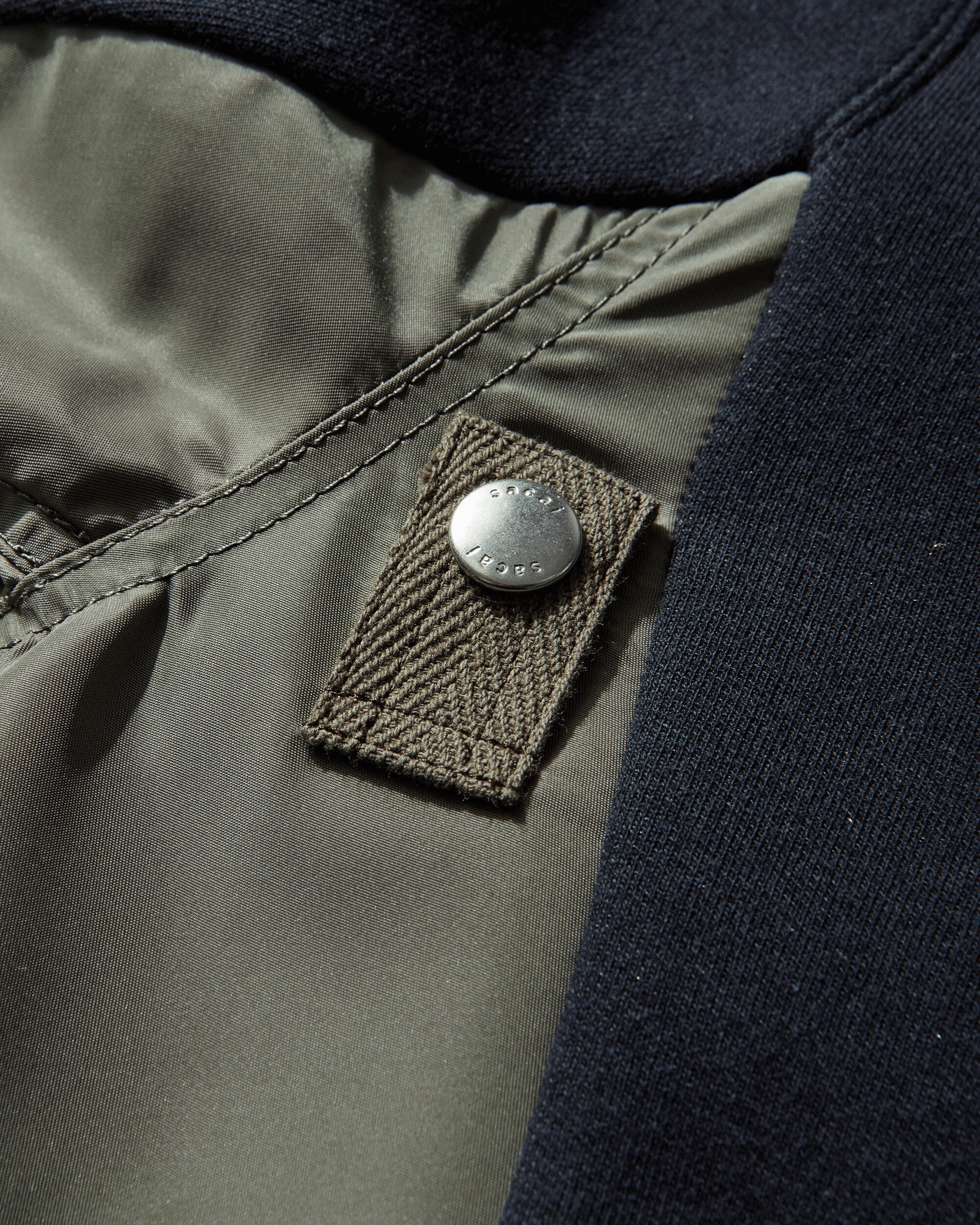 sacai Sponge Sweat X Nylon Twill Pullover Navy Khaki Sweatshirts Crewneck SCM-326 212