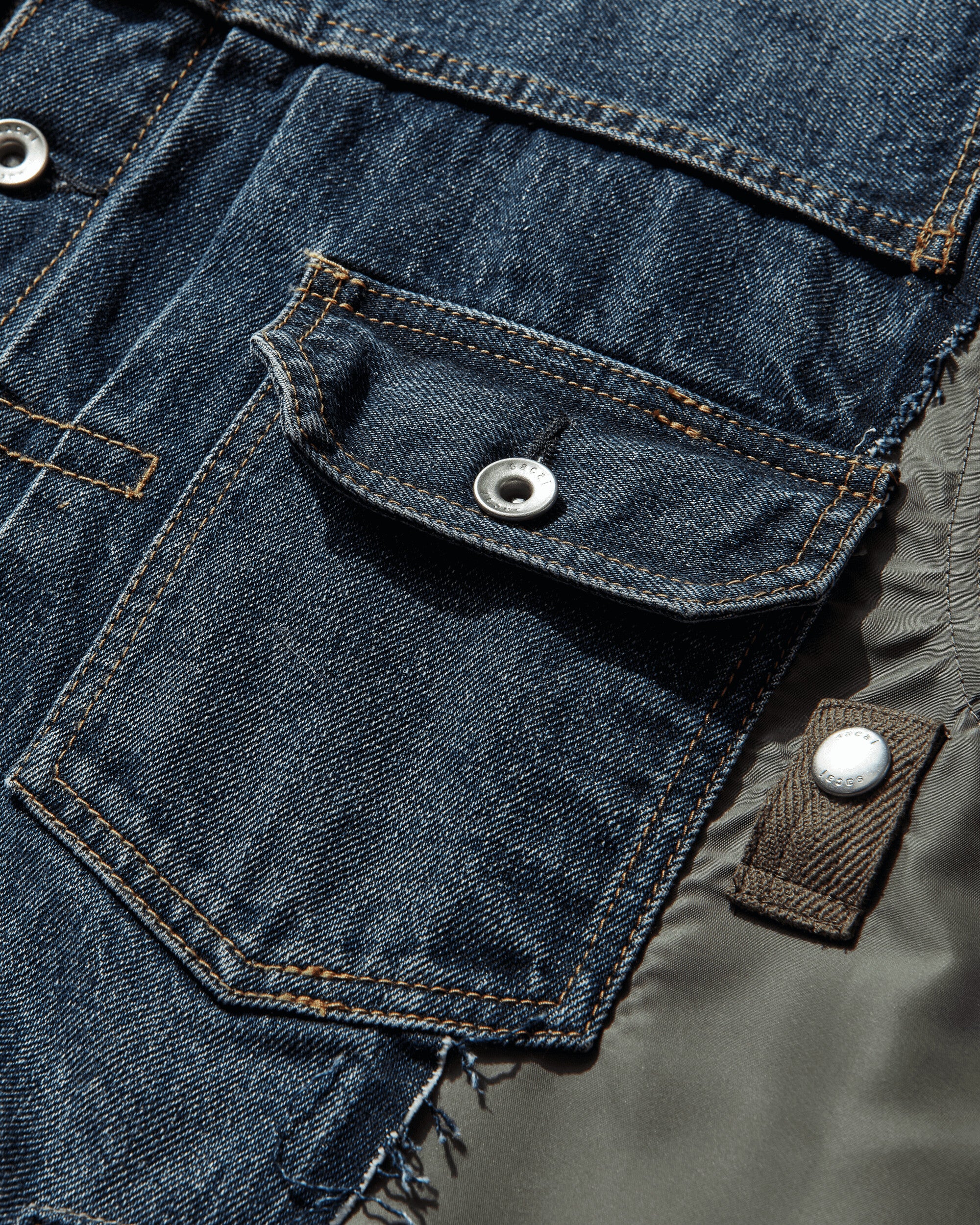 sacai Denim X Nylon Twill Jacket Blue Coats and Jackets Denim Jackets SCM-303 401