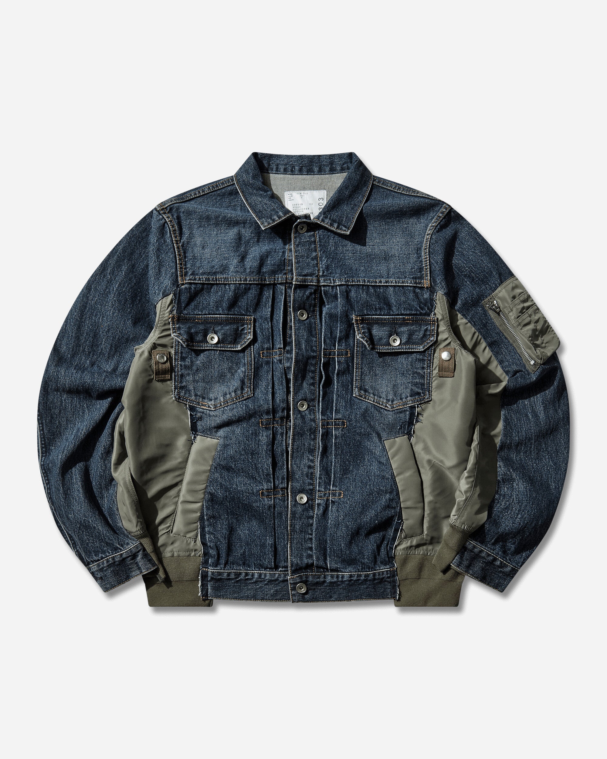 sacai Denim X Nylon Twill Jacket Blue Coats and Jackets Denim Jackets SCM-303 401