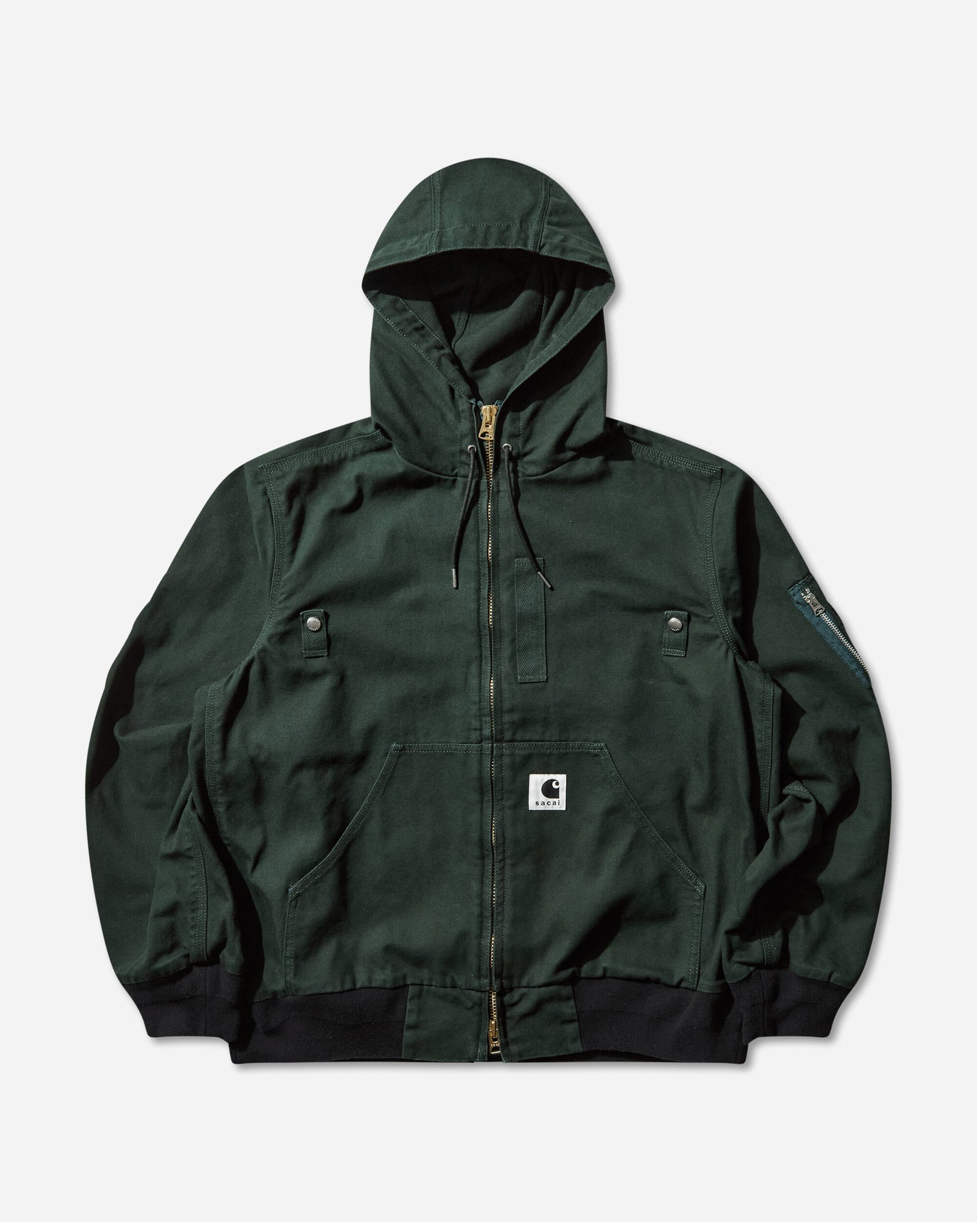 sacai Carhartt Wip Washed Duck Hooded Blouson Green Coats and Jackets Jackets 25-03859M 551