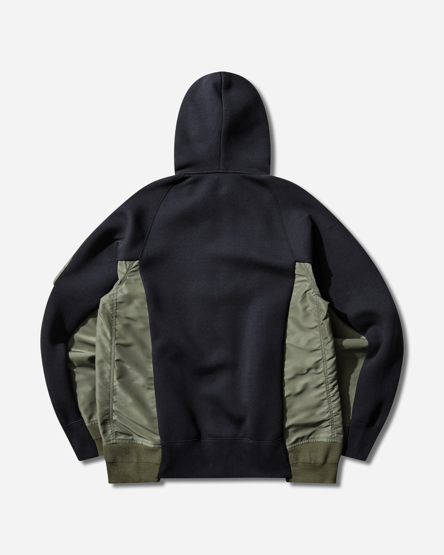 sacai Sponge Sweat X Nylon Twill Hoodie Navy Khaki Sweatshirts Zip-Ups SCM-324 212