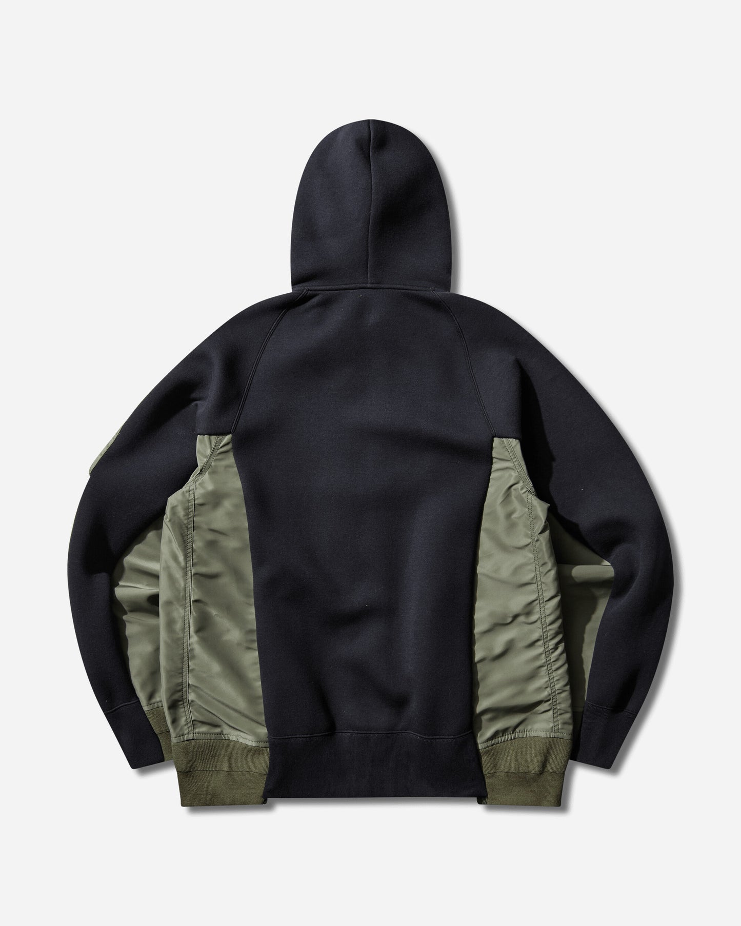 sacai Sponge Sweat X Nylon Twill Hoodie Navy Khaki Sweatshirts Zip-Ups SCM-324 212