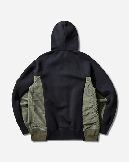 sacai Sponge Sweat X Nylon Twill Hoodie Navy Khaki Sweatshirts Zip-Ups SCM-324 212